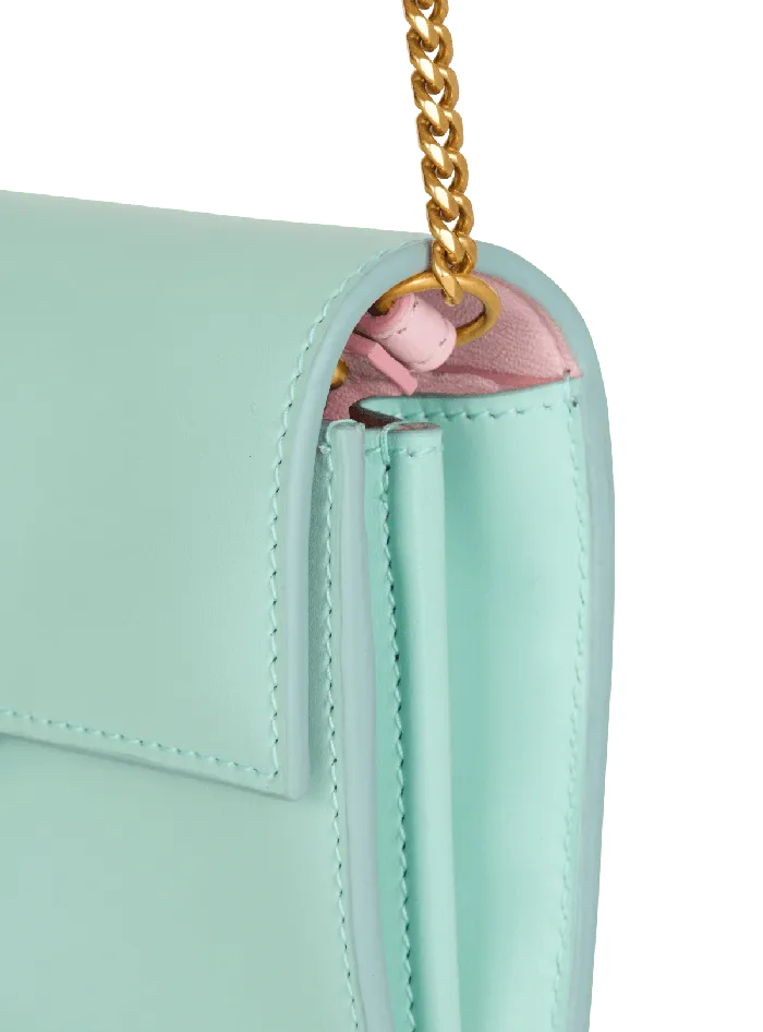 Balmain Calfskin BBuzz Wallet Blue Women Small Leather Goods