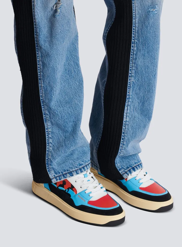 Balmain Calfskin BCourt Flip Trainers With Prince Gyasi Print Multicolor Men Sneakers