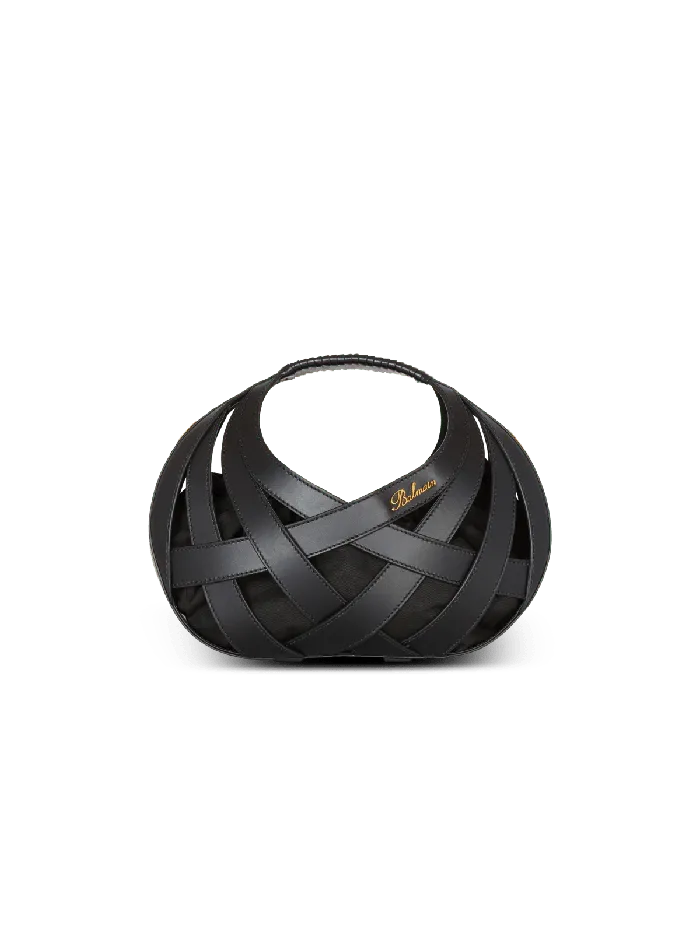 Balmain Calfskin Basket Bag With An Openwork Diamond Motif Black Women Handbags Balmain Calfskin Basket Bag With An Openwork Diamond Motif Black Women Handbags