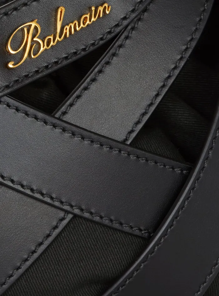 Balmain Calfskin Basket Bag With An Openwork Diamond Motif Black Women Handbags