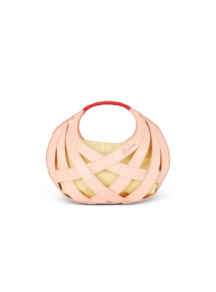 Balmain Calfskin Basket Bag With An Openwork Diamond Motif Orange Women Handbags Balmain Calfskin Basket Bag With An Openwork Diamond Motif Orange Women Handbags