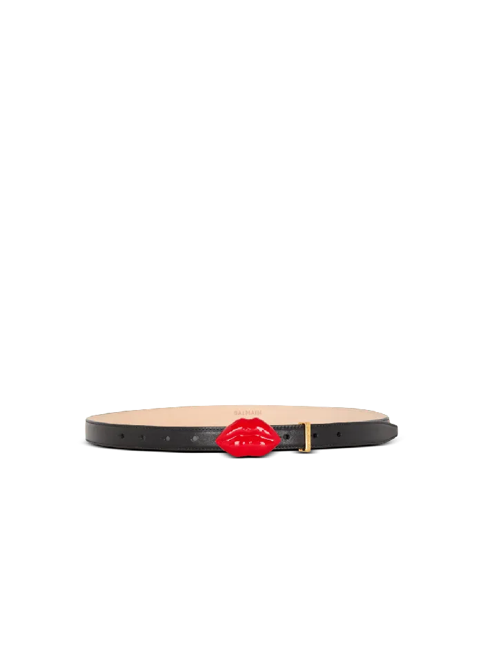 Balmain Calfskin Kiss Belt Black Men Belts
