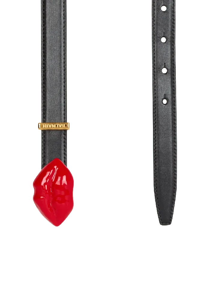 Balmain Calfskin Kiss Belt Black Men Belts