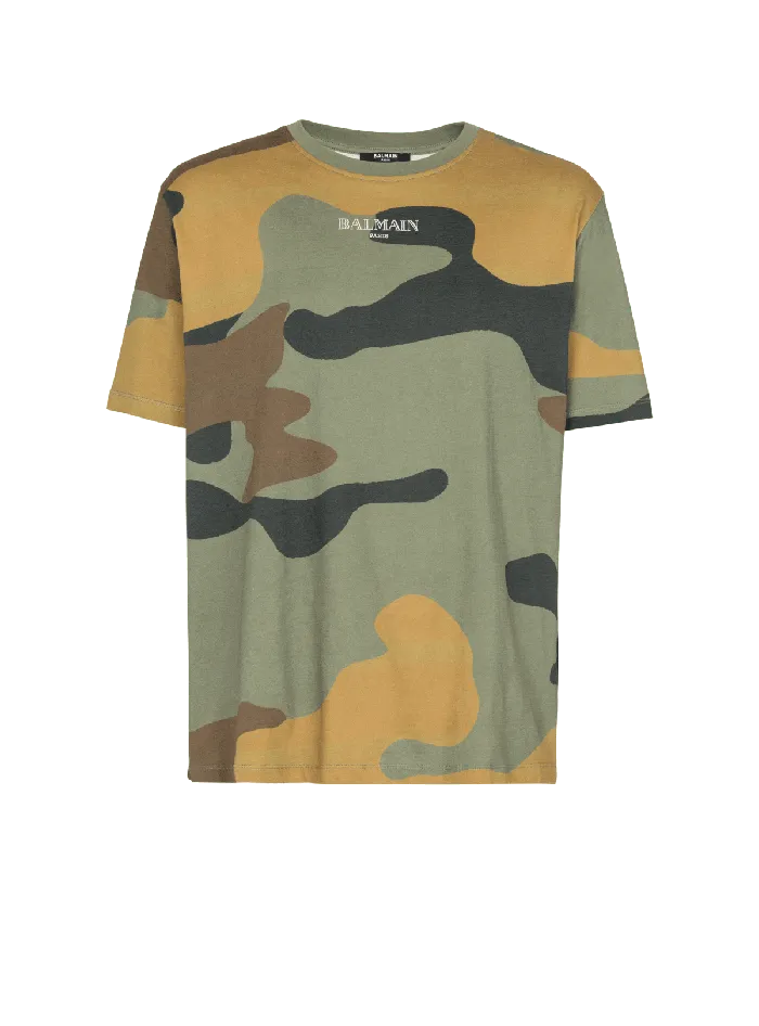 Balmain Camouflage Vintage Tshirt Khaki Men TShirts