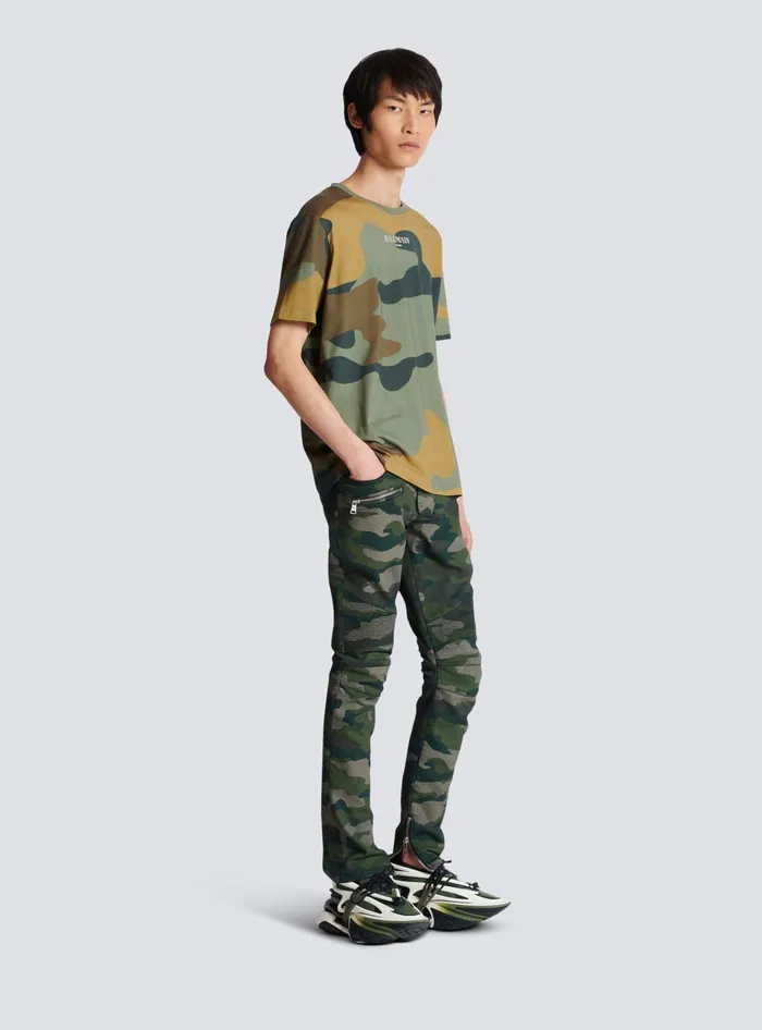 Balmain Camouflage Vintage Tshirt Khaki Men TShirts