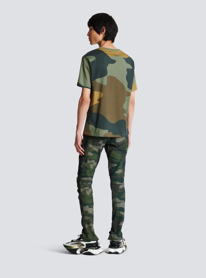 Balmain Camouflage Vintage Tshirt Khaki Men TShirts