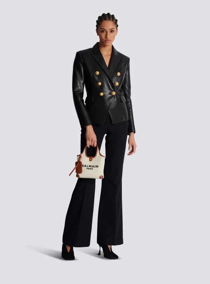 Balmain Canvas And Leather Barmy Grocery Bag Beige Women Grocery Bags