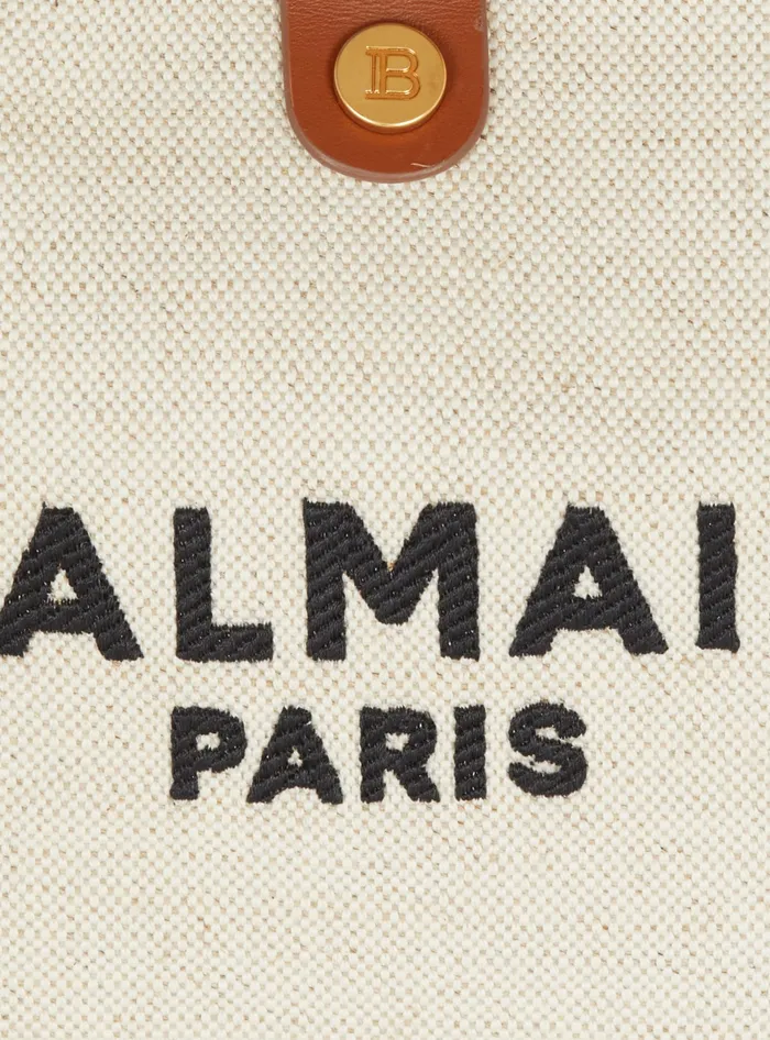 Balmain Canvas And Leather Barmy Grocery Bag Beige Women Grocery Bags