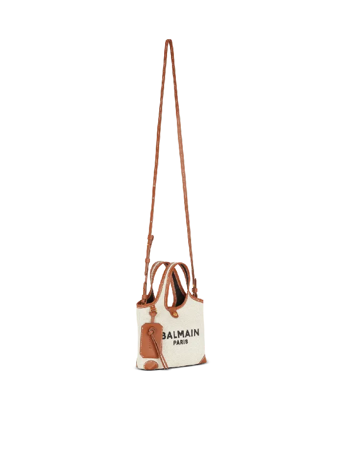 Balmain Canvas And Leather Barmy Grocery Bag Beige Women Grocery Bags