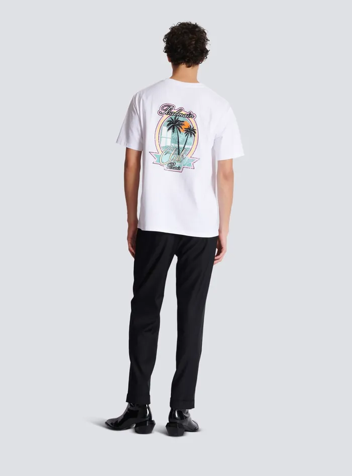 Balmain Club Signature Printed Tshirt White Men TShirts