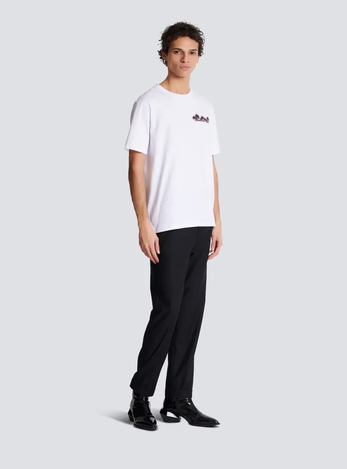 Balmain Club Signature Printed Tshirt White Men TShirts