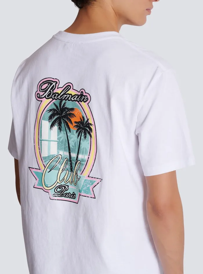 Balmain Club Signature Printed Tshirt White Men TShirts