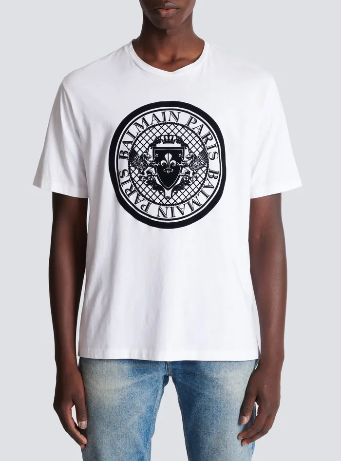 Balmain Coin Tshirt White Men TShirts