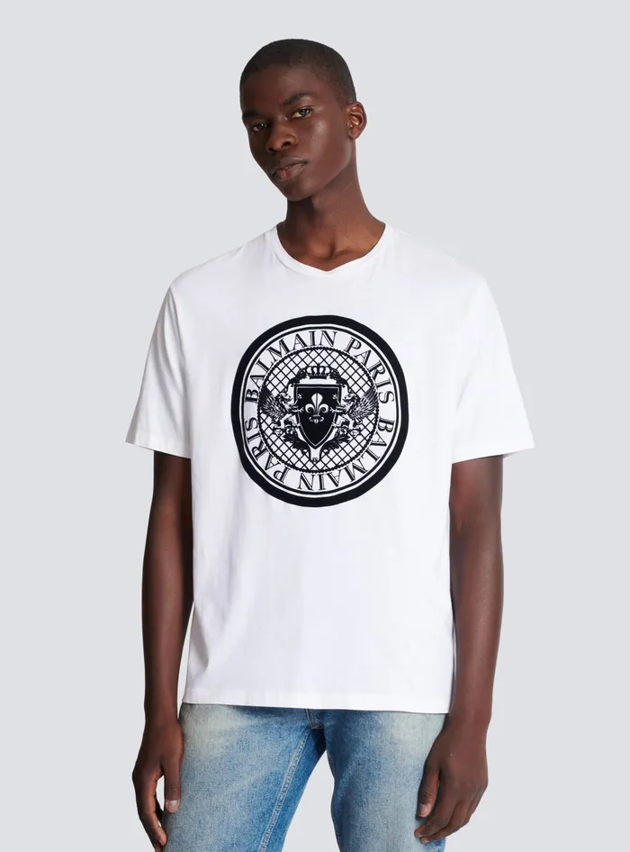 Balmain Coin Tshirt White Men TShirts