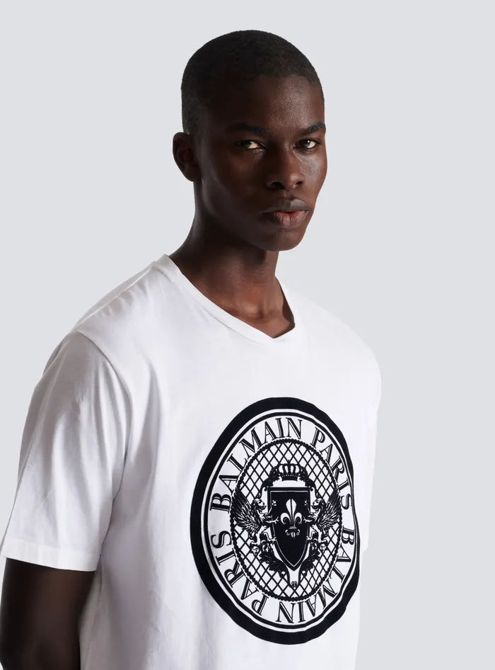 Balmain Coin Tshirt White Men TShirts