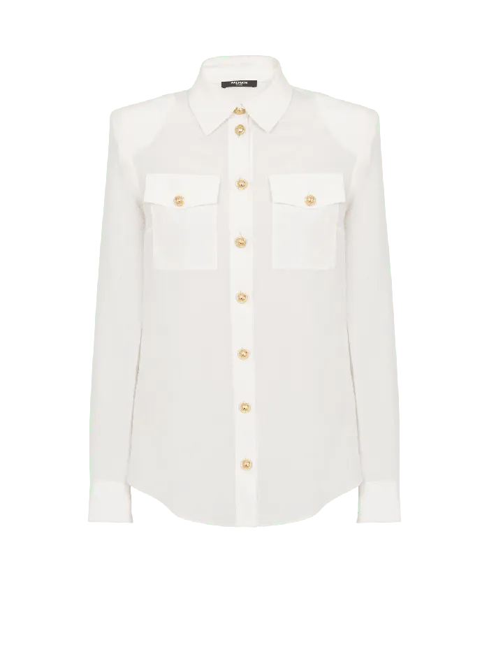 Balmain Crepe De Chine Shirt White Women Tops And Shirts