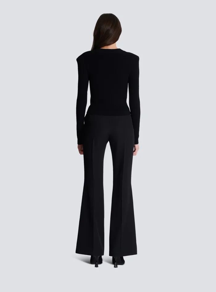Balmain Cropped Knit Cardigan Black Women Knitwear