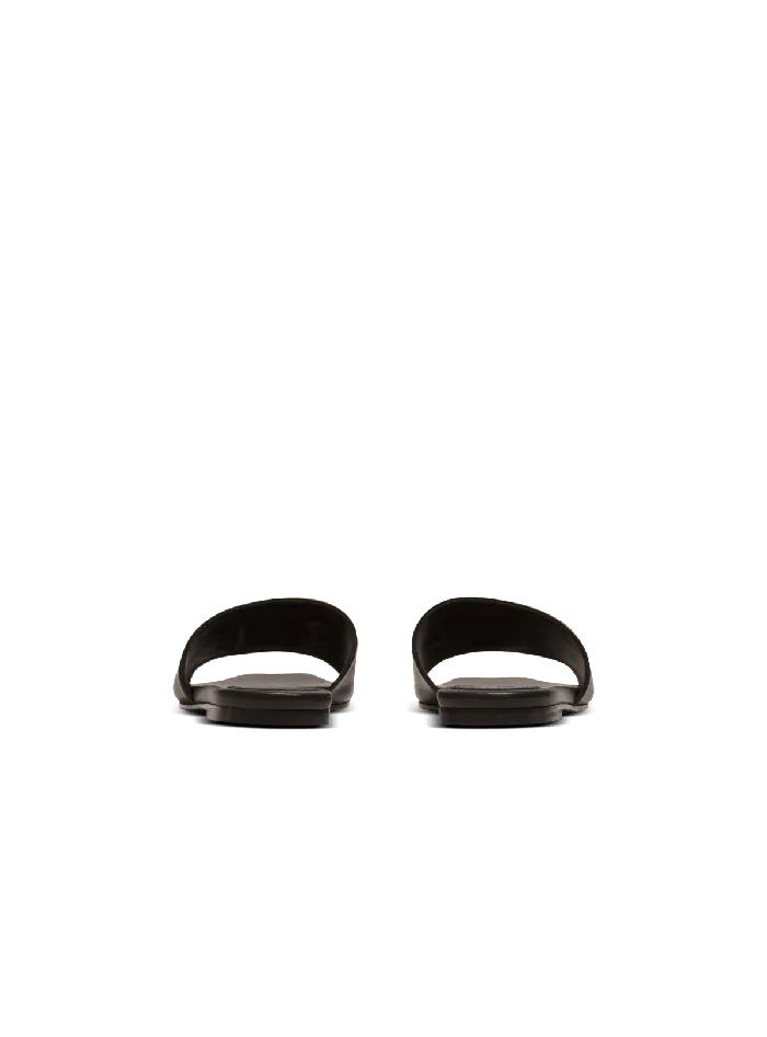 Balmain Dafne PB Mules In Calfskin Black Women Flat Shoes