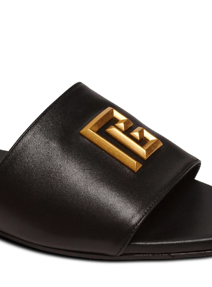 Balmain Dafne PB Mules In Calfskin Black Women Flat Shoes