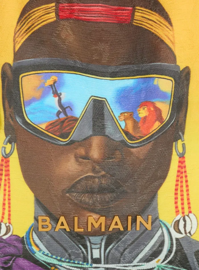 Balmain Disney X The Lion King 8211 BArmy Grocery Bag With Nika Mtwana Print Multicolor Women Grocery Bags