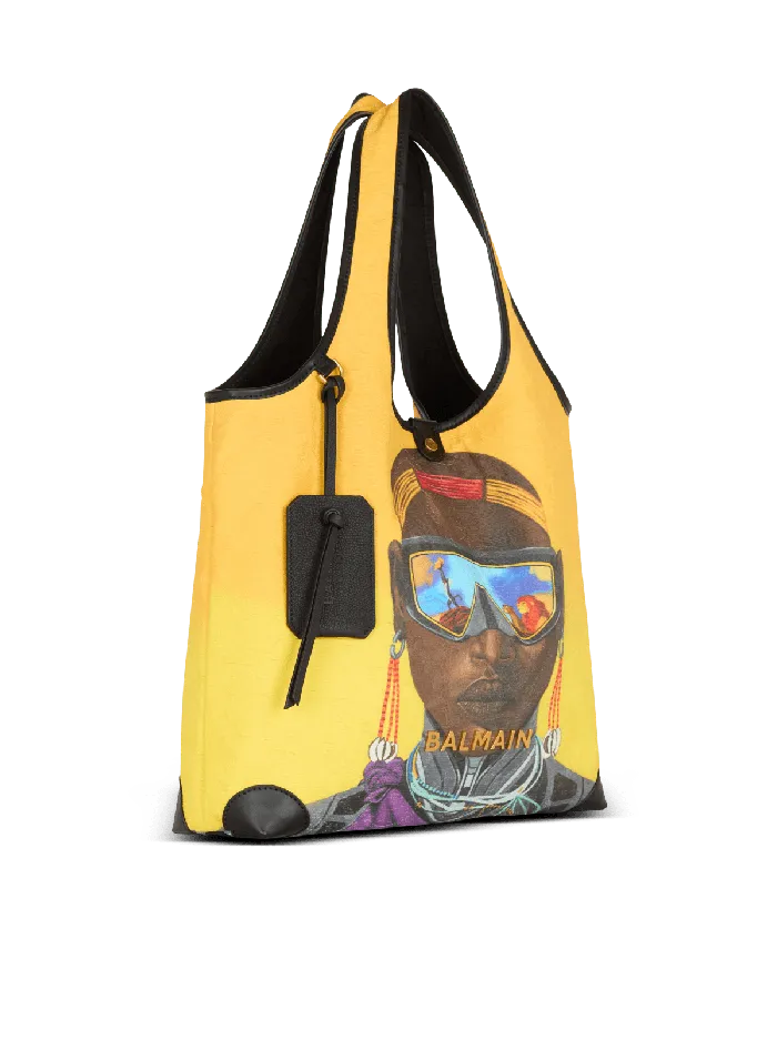 Balmain Disney X The Lion King 8211 BArmy Grocery Bag With Nika Mtwana Print Multicolor Women Grocery Bags