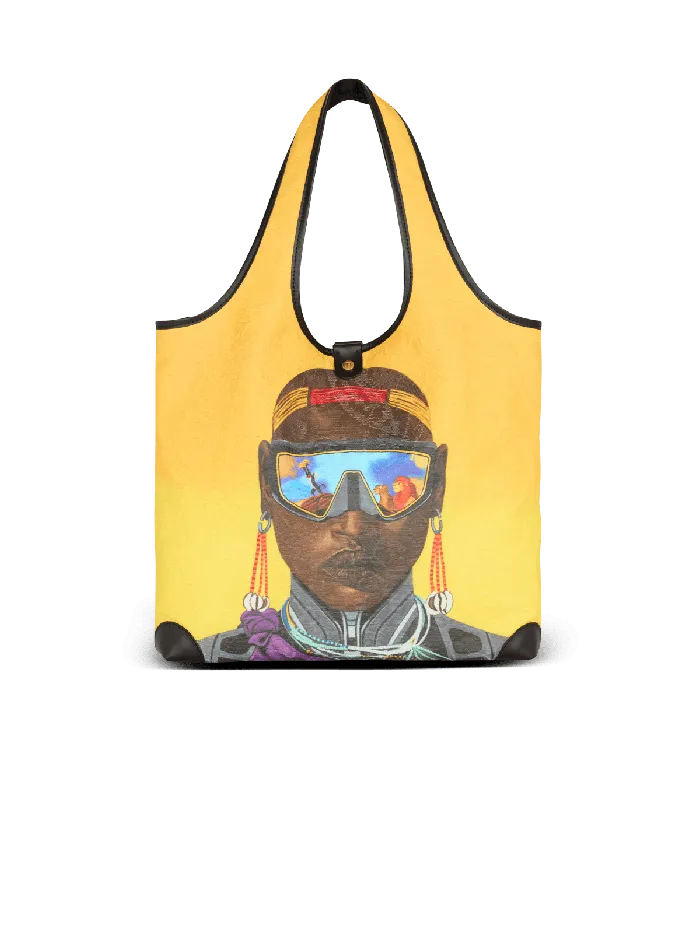 Balmain Disney X The Lion King 8211 BArmy Grocery Bag With Nika Mtwana Print Multicolor Women Grocery Bags