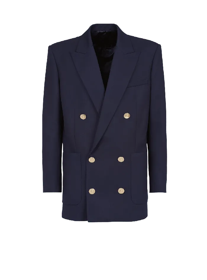 Balmain Doublebreasted Buttoned Blazer Navy Men Jackets And Blazers