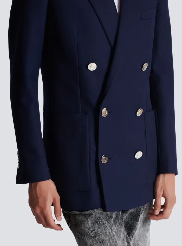 Balmain Doublebreasted Buttoned Blazer Navy Men Jackets And Blazers