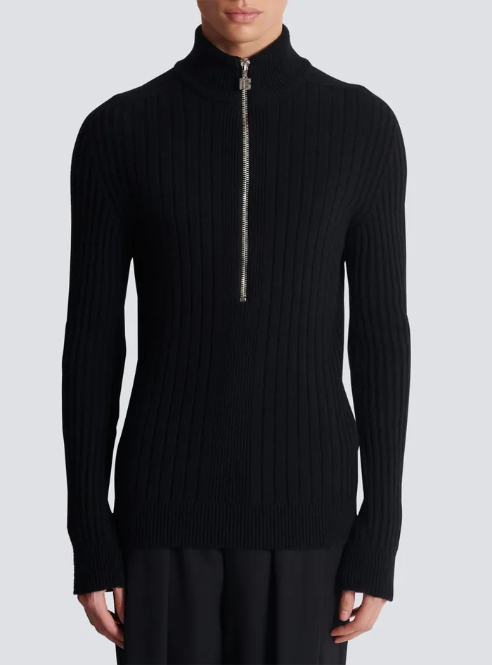 Balmain Ecocashmere Highneck Jumper Black Men Knitwear