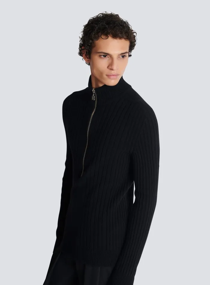 Balmain Ecocashmere Highneck Jumper Black Men Knitwear