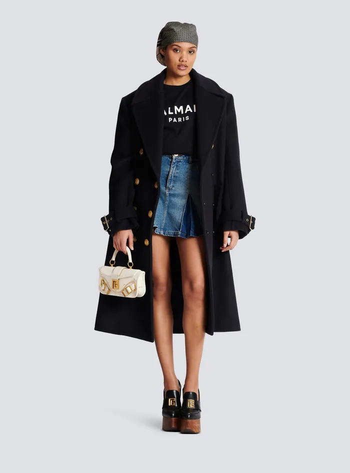 Balmain Ecodesigned Cotton Tshirt With Logo Print Black Women TShirts