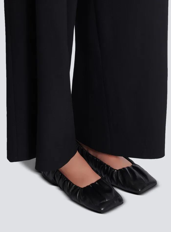 Balmain Eden Ballet Flats In Gathered Lambskin Black Women Flat Shoes