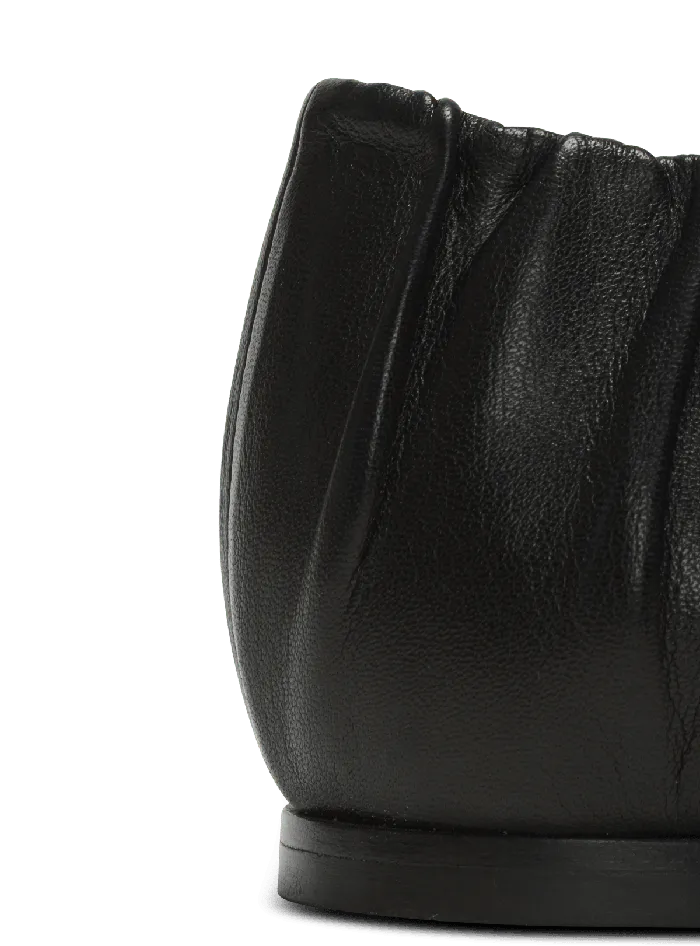 Balmain Eden Ballet Flats In Gathered Lambskin Black Women Flat Shoes