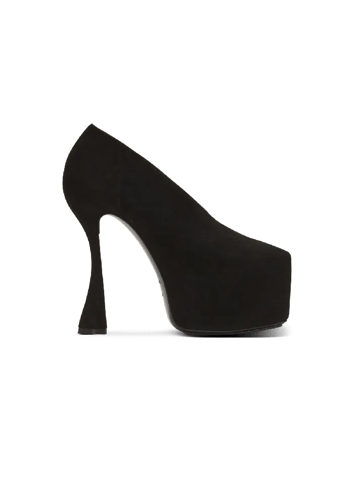 Balmain Eden Platform Pumps In Suede Black Women High Heels and Pumps