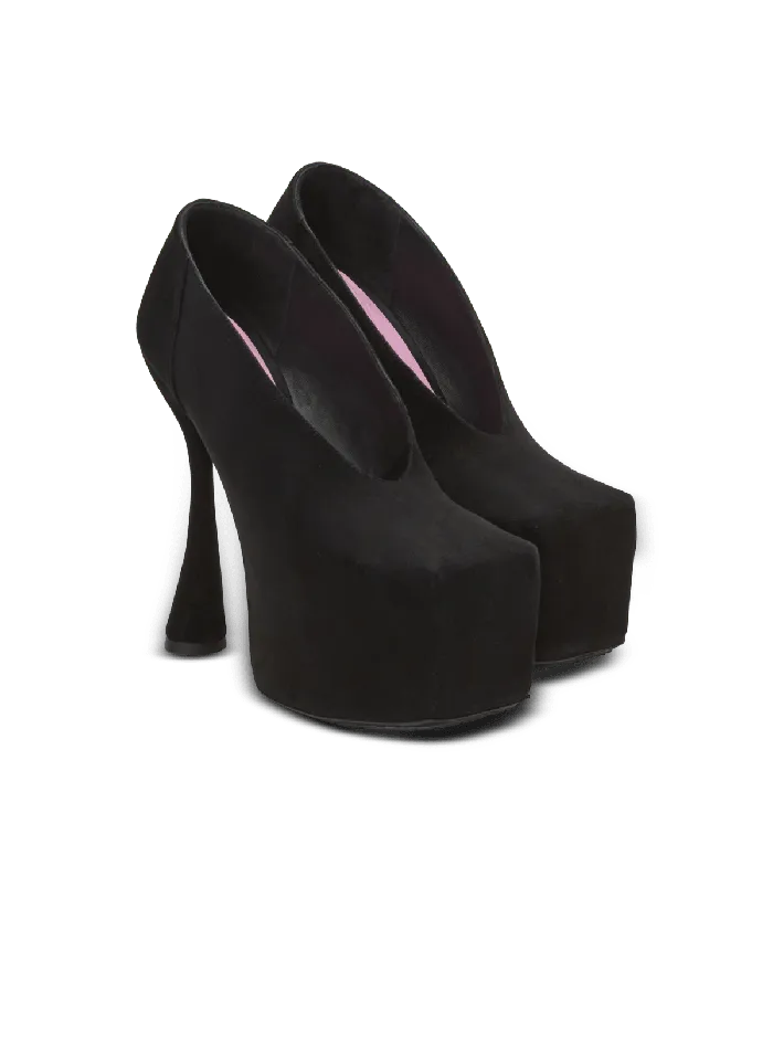 Balmain Eden Platform Pumps In Suede Black Women High Heels and Pumps