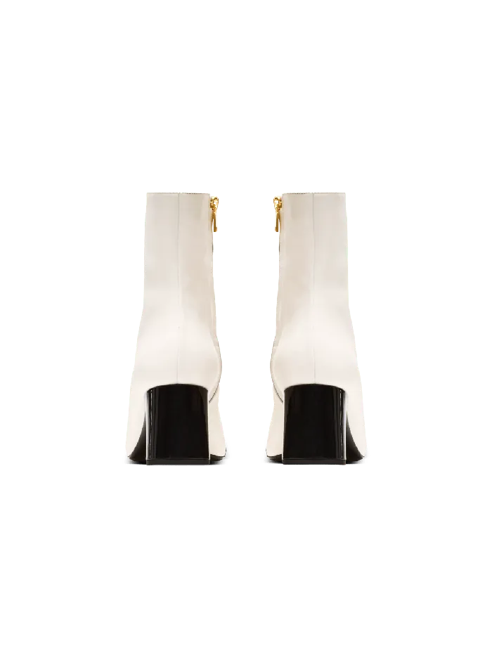 Balmain Edna Ankle Boots In Twotone Leather White Women Boots
