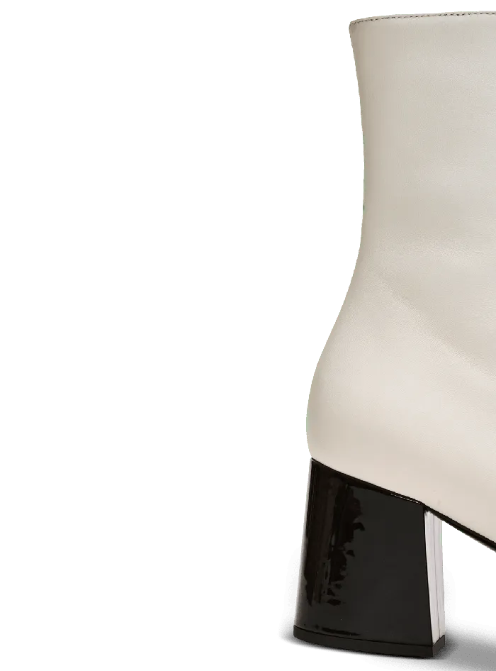 Balmain Edna Ankle Boots In Twotone Leather White Women Boots