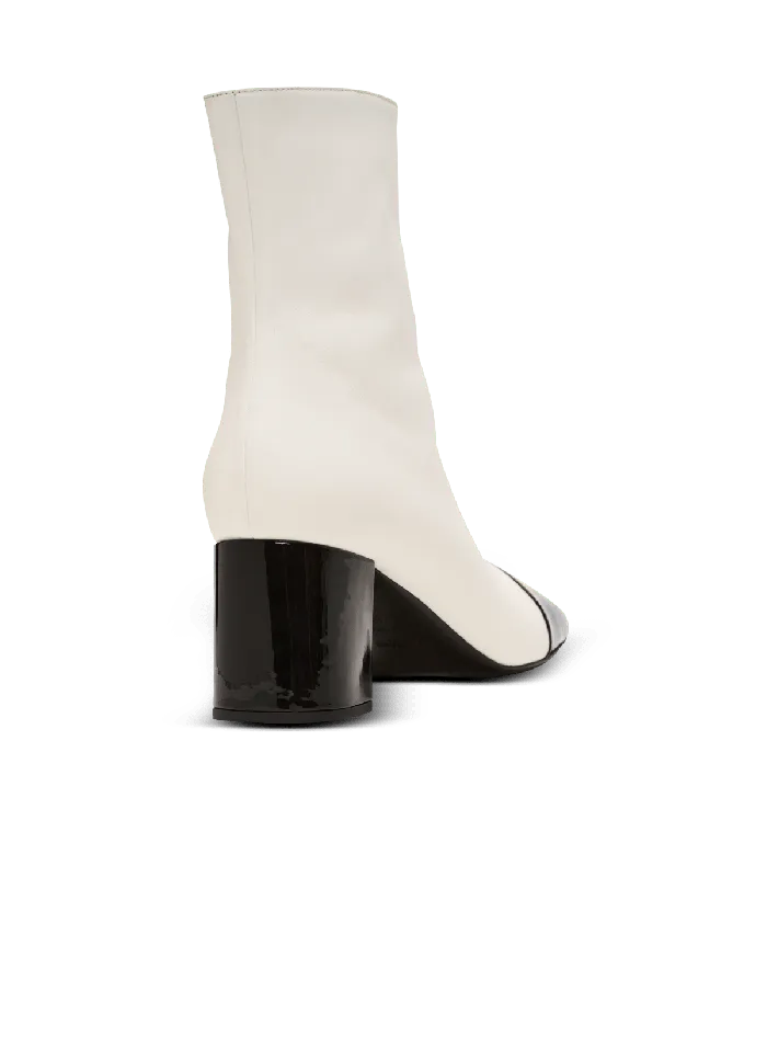 Balmain Edna Ankle Boots In Twotone Leather White Women Boots