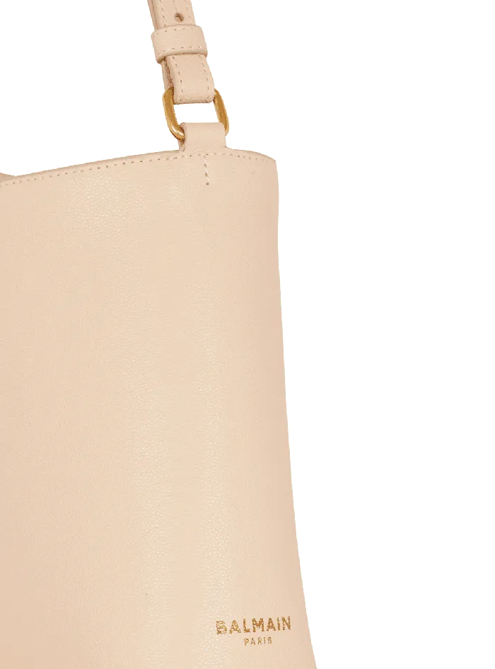 Balmain Emblegraveme Handbag In Grained Leather Beige Women Handbags