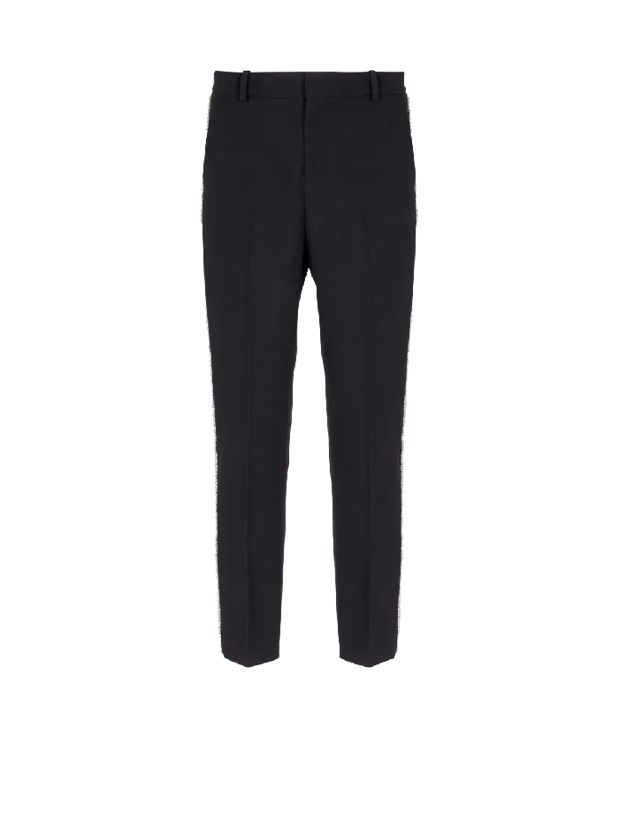 Balmain Embroidered Grain De Poudre Trousers Black Men Trousers And Shorts