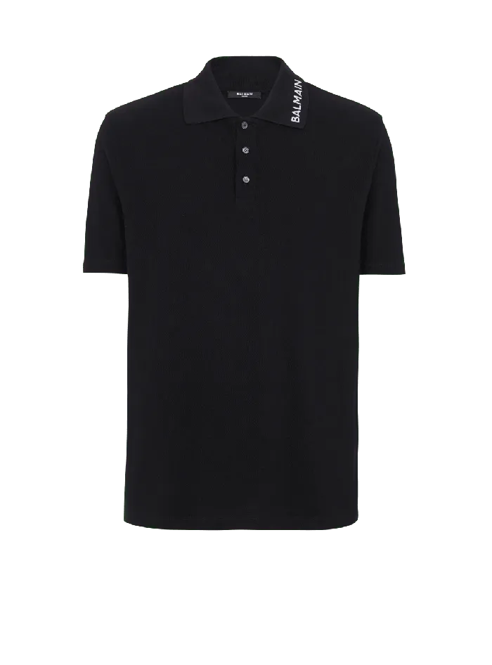Balmain Embroidered Polo Shirt Black Men Shirts And Polos