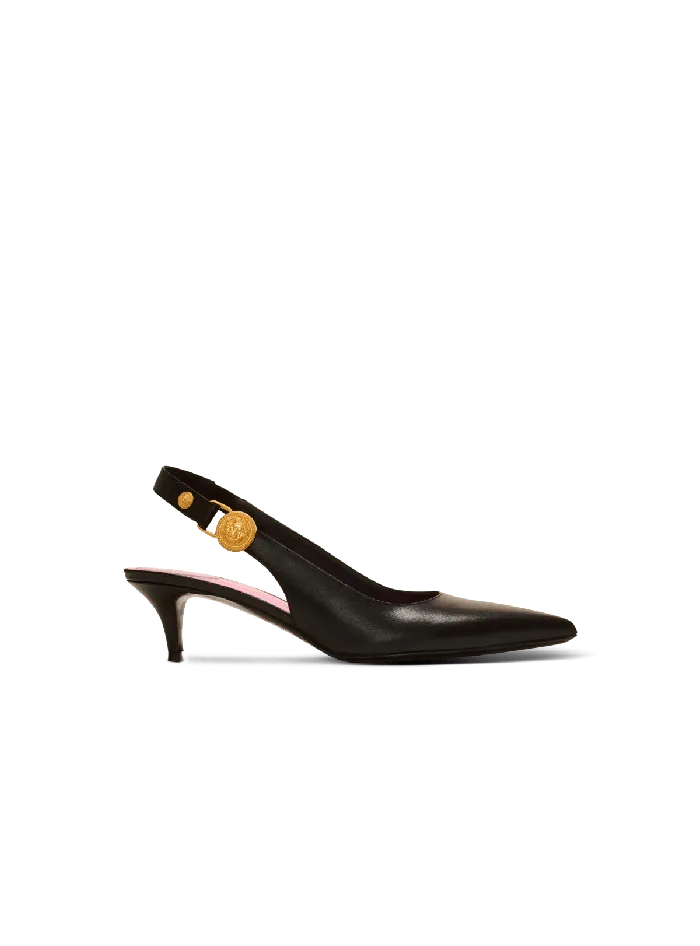 Balmain Eva Kitten Slingbacks In Calfskin Black Women High Heels and Pumps