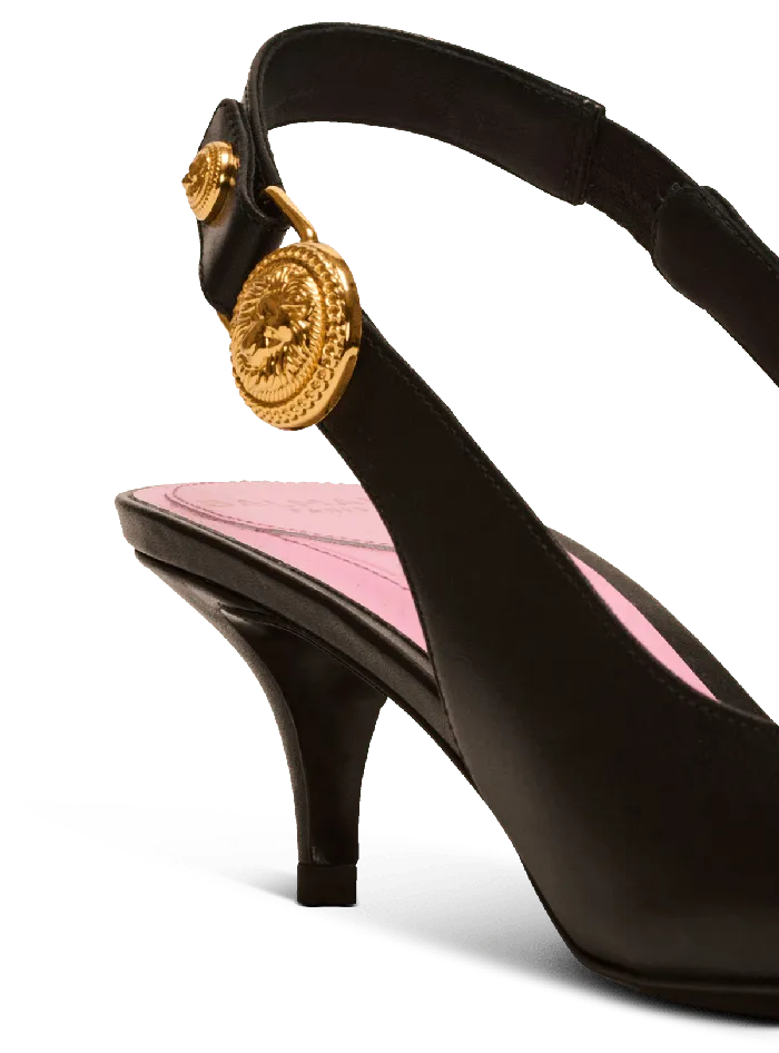 Balmain Eva Kitten Slingbacks In Calfskin Black Women High Heels and Pumps