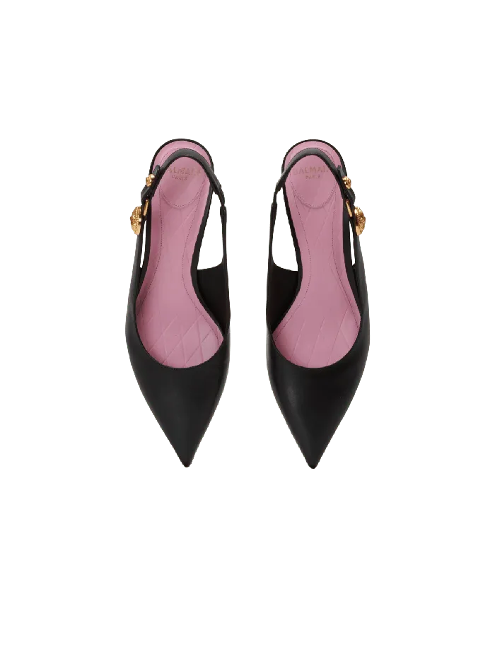 Balmain Eva Kitten Slingbacks In Calfskin Black Women High Heels and Pumps