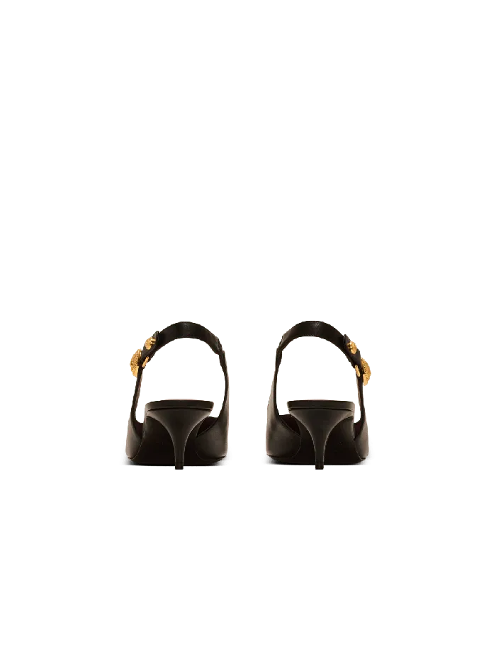 Balmain Eva Kitten Slingbacks In Calfskin Black Women High Heels and Pumps