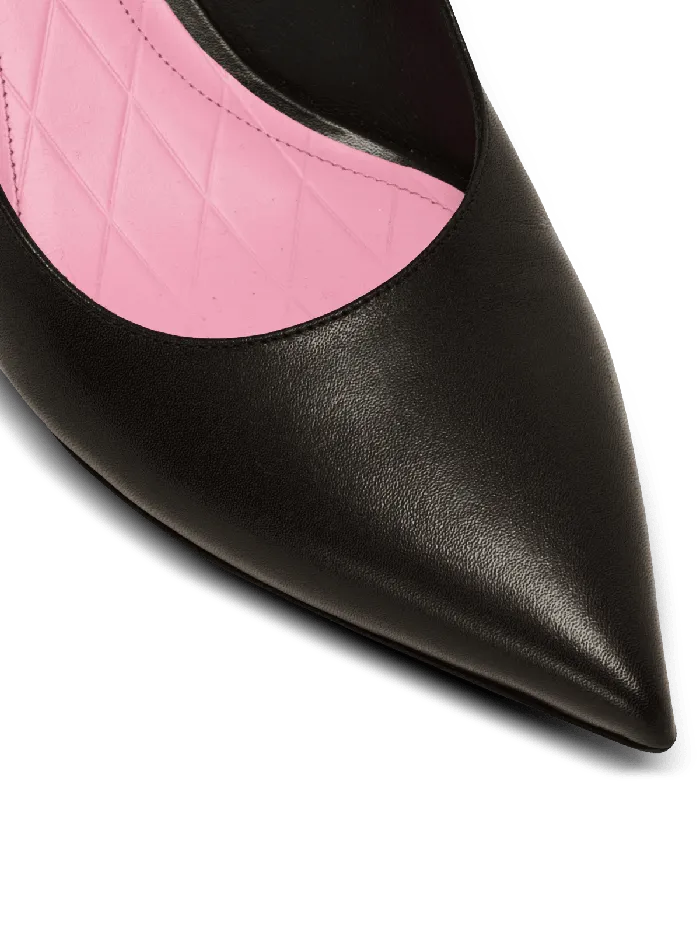 Balmain Eva Kitten Slingbacks In Calfskin Black Women High Heels and Pumps