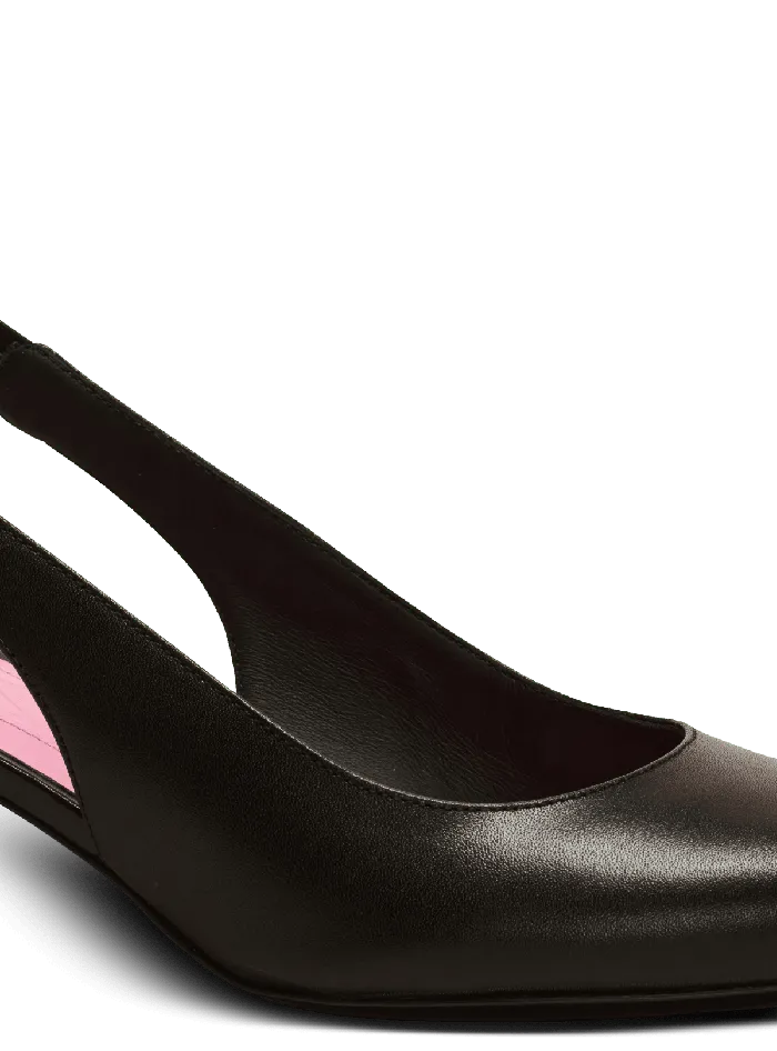 Balmain Eva Kitten Slingbacks In Calfskin Black Women High Heels and Pumps