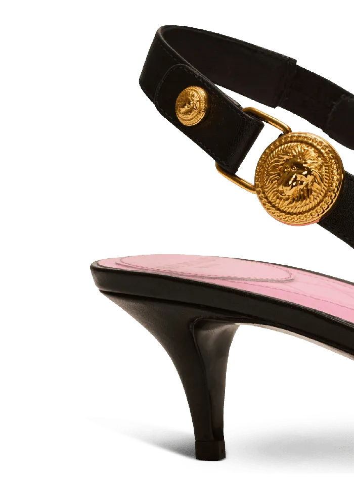 Balmain Eva Kitten Slingbacks In Calfskin Black Women High Heels and Pumps