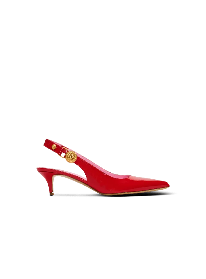 Balmain Eva Kitten Slingbacks In Patent Leather Red Women High Heels and Pumps Balmain Eva Kitten Slingbacks In Patent Leather Red Women High Heels and Pumps