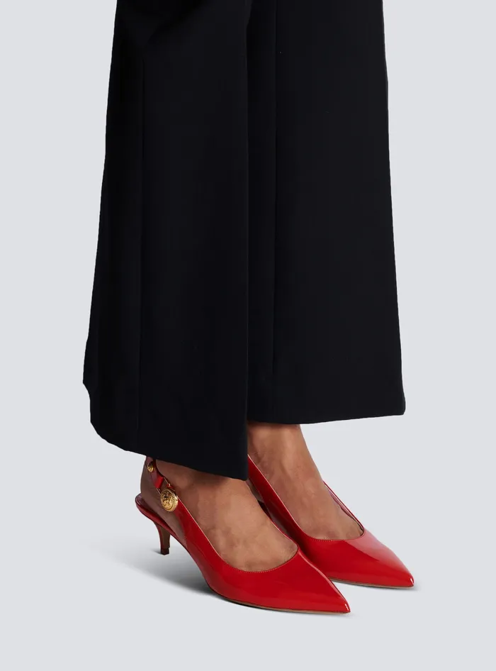 Balmain Eva Kitten Slingbacks In Patent Leather Red Women High Heels and Pumps